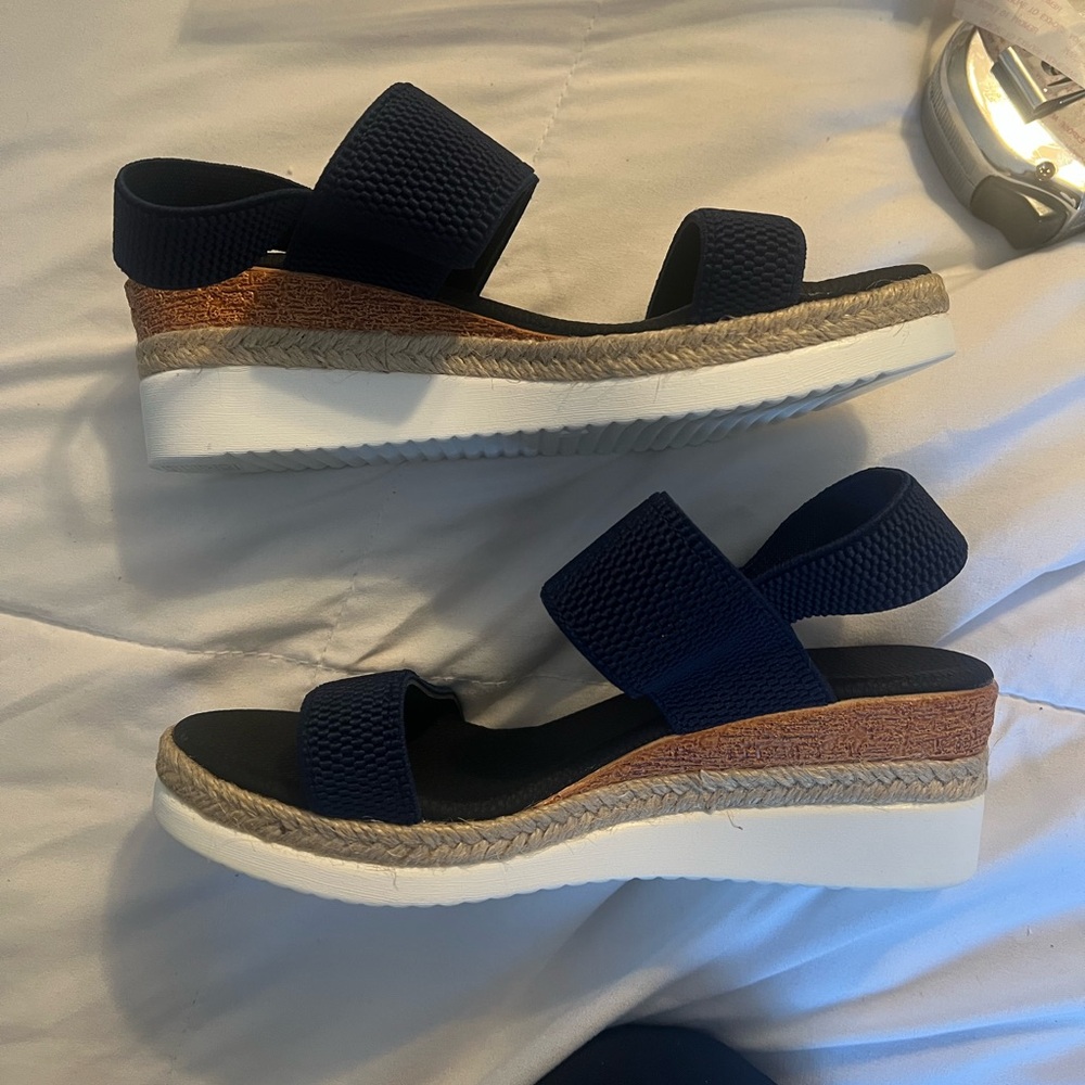 NWT Navy Blue Wedge Sandals